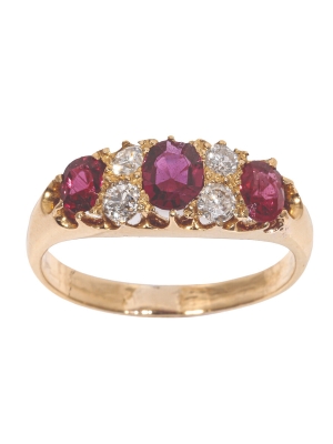 Pre Owned 18ct Yellow Gold Ruby & Diamond Ring