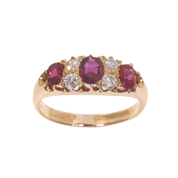 Pre Owned 18ct Yellow Gold Ruby & Diamond Ring