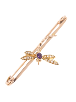 Pre Owned 9ct Yellow Gold Dragonfly Brooch