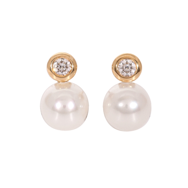 18ct Yellow Gold Pearl & Diamond Earrings