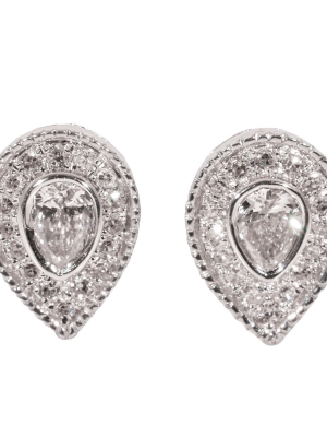 18ct White Gold Diamond Pearshape Stud Earrings