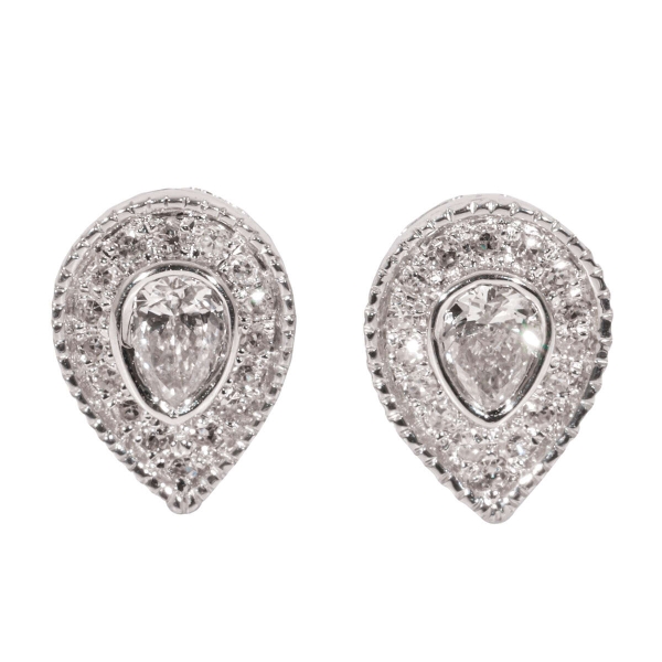 18ct White Gold Diamond Pearshape Stud Earrings