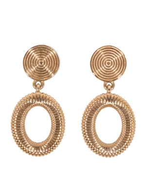 9ct Yellow Gold Circle & Oval Drop Earrings