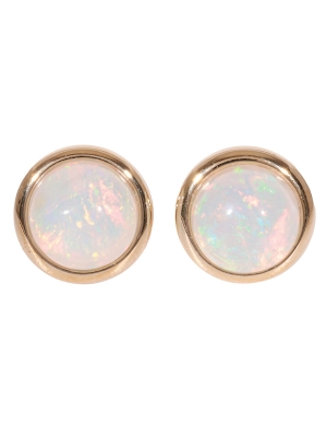 9ct Yellow Gold Round Opal Stud Earrings