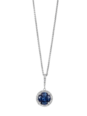 18ct White Gold Sapphire & Diamond Pendant