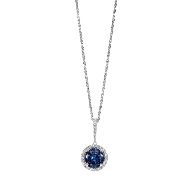 18ct White Gold Sapphire & Diamond Pendant