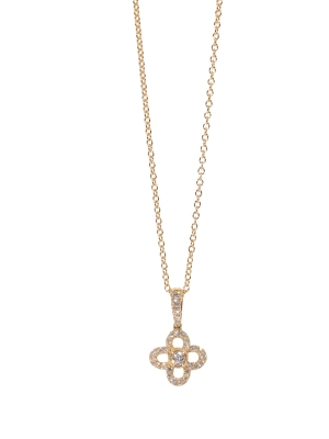 18ct Yellow Gold Diamond Set Clover Pendant