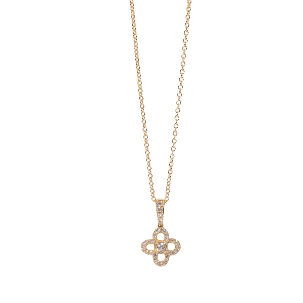 18ct Yellow Gold Diamond Set Clover Pendant