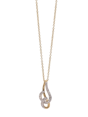 18ct Gold Wave Twist Diamond Set Pendant