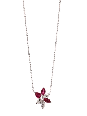 18ct White Gold Ruby & Diamond Pendant