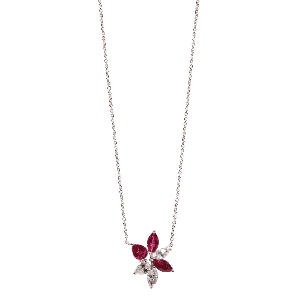 18ct White Gold Ruby & Diamond Pendant