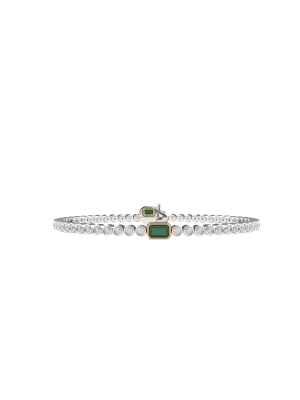 Silver Vermail Ti Sento Green Stone & CZ Line Bracelet