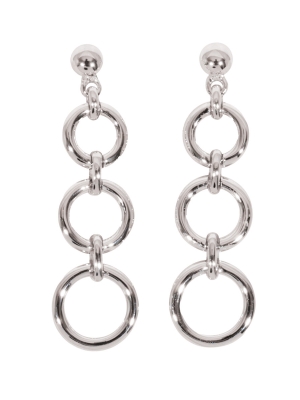 Silver Graduating Circles Tripple Drop Earrings