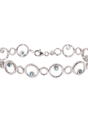 Silver Blue Topaz Open Circle Bracelet