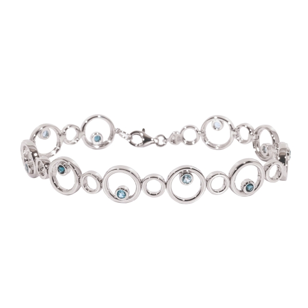 Silver Blue Topaz Open Circle Bracelet