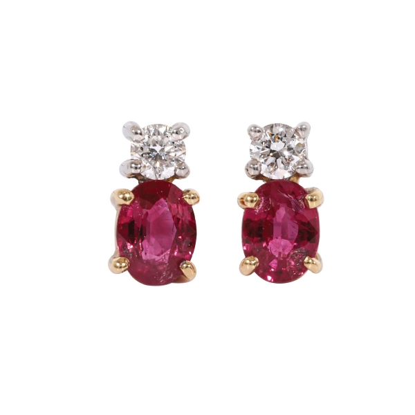 18ct Yellow Gold Ruby & Diamond Earrings