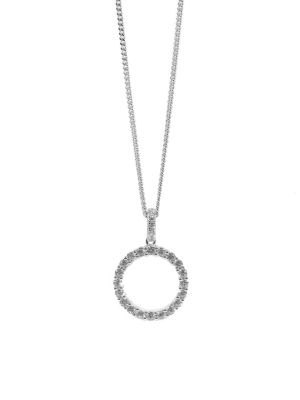 Silver CZ Set open Circle Pendant