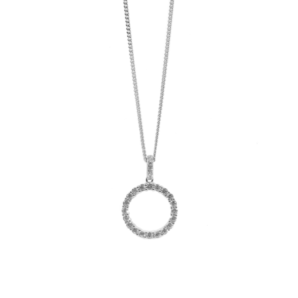 Silver CZ Set open Circle Pendant