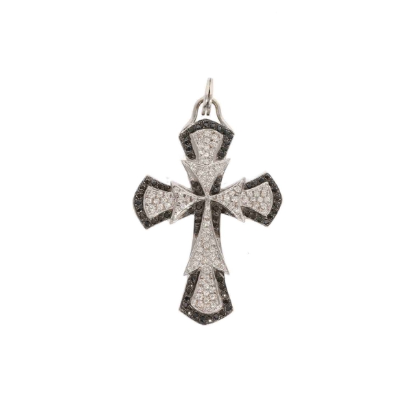 Pre Owned 9ct White Gold Diamond Cross Pendant