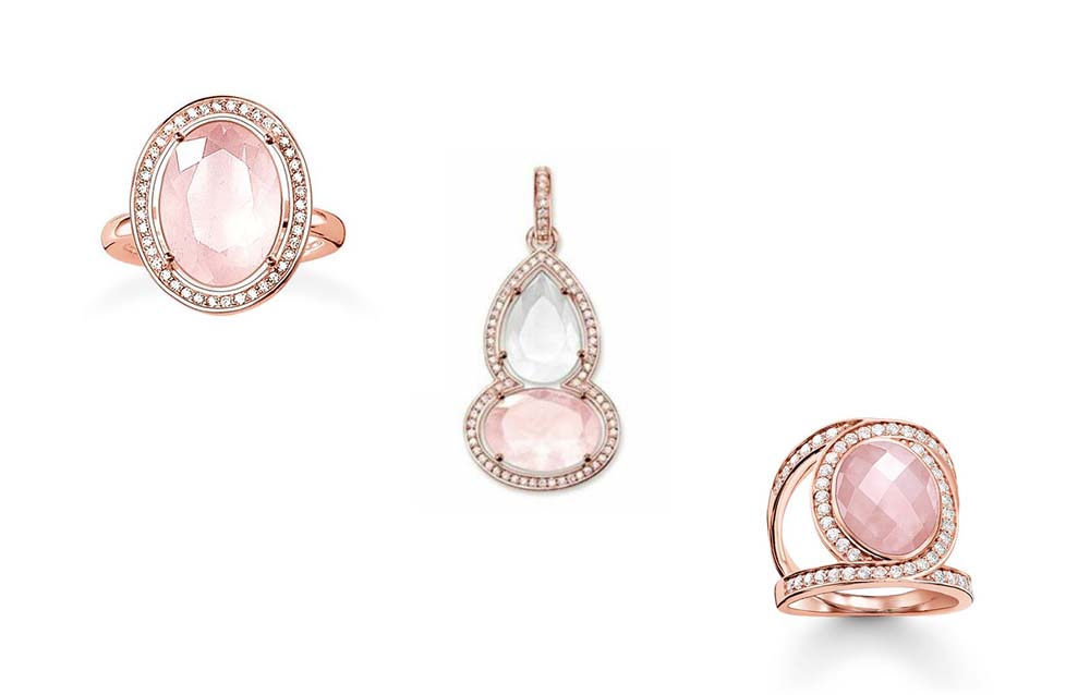 Thomas Sabo Rose Gold Rose Quartz Pendant and Rings