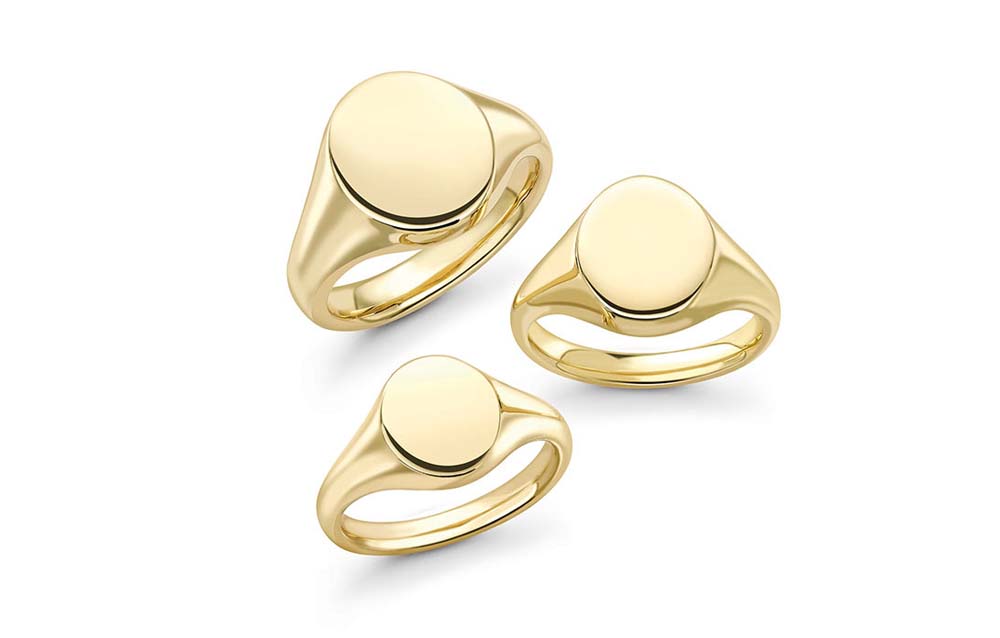 Oval and Round 9ct Gold Signet Rings