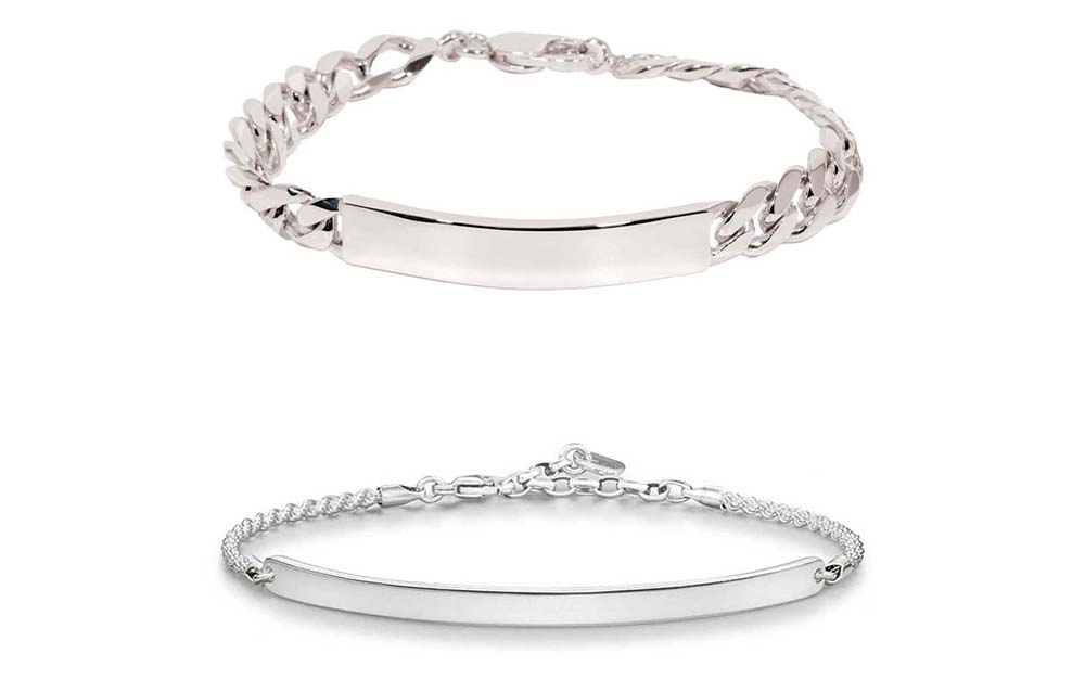 Silver Metric Curb ID and Thomas Sabo Love Bridge Silver Chain Bracelets