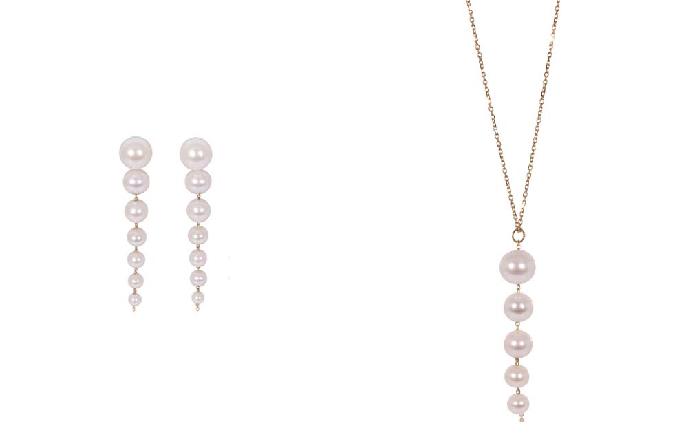 18ct Yellow Gold Freshwater Pearl Drop Earrings and Pendant