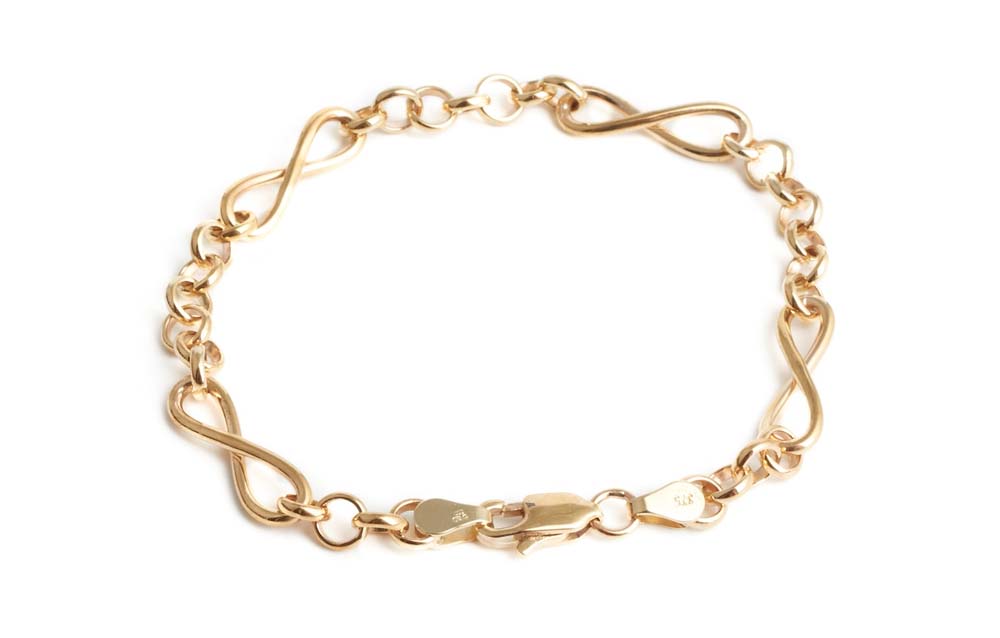 9ct Yellow Gold Infinity Bracelet