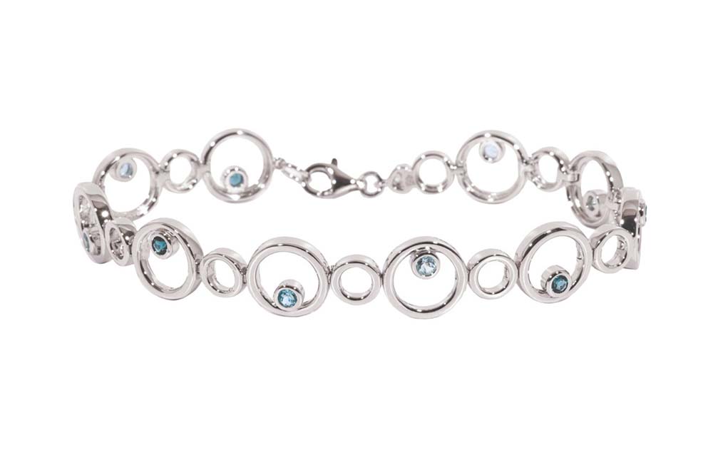 Silver Blue Topaz Open Circle Bracelet