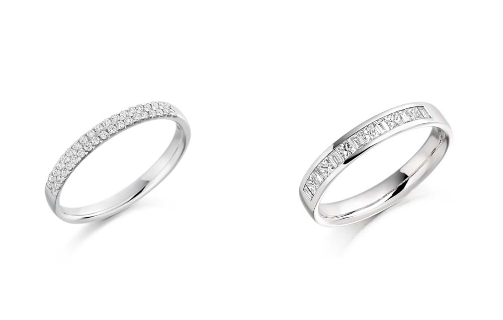 Brilliant cut diamond eternity ring & Princess and Baguette cut diamond ring