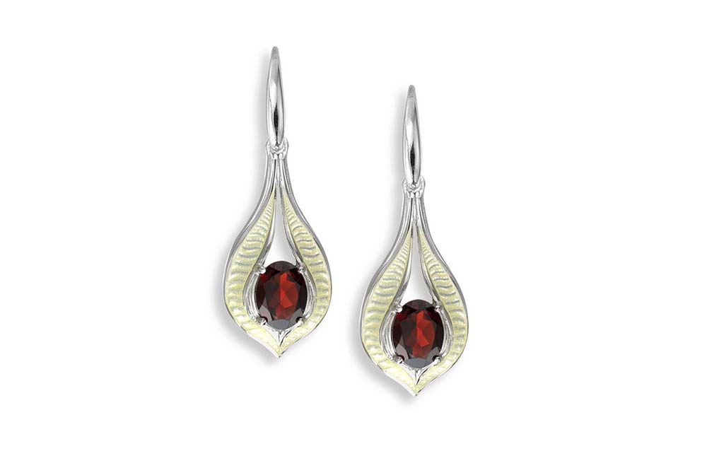 Nicol Barr Oval Garnet Yellow Drop Earrings