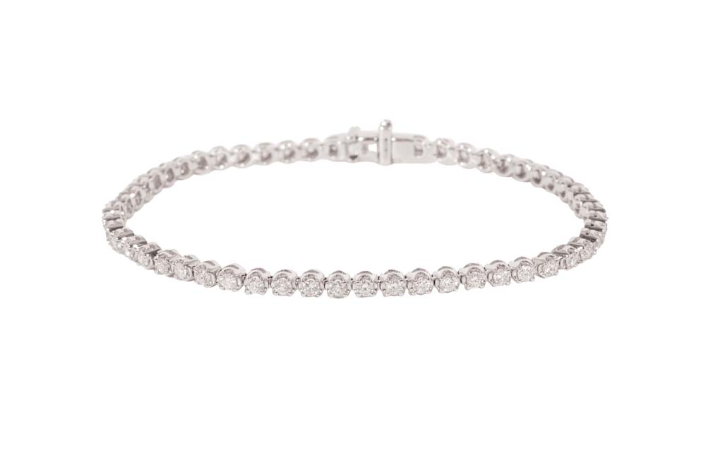 18ct White Gold Diamond Line Bracelet