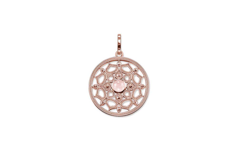 Thomas Sabo Rose Quartz Filigree Disc Pendant