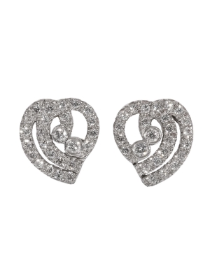 Pre Owned Platinum Heart Diamond Stud Earrings