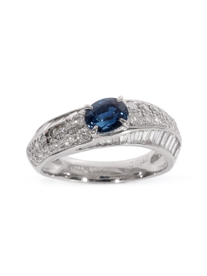 Pre Owned 18ct White Gold Sapphire & Diamond Ring