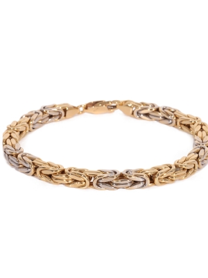 Pre Owned 18ct Yellow & White Gold Byzantine Bracelet
