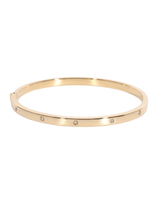 Pre Owned 18ct Yellow Gold Diamond Bangle