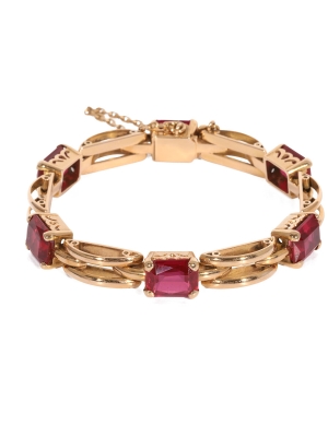 Pre Owned 19ct Yellow Gold Bracelet set with Synthetic Rubies