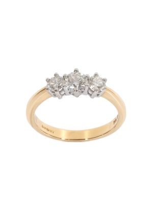 Pre Owned 18ct Yellow Gold Diamond Three Stone Ring