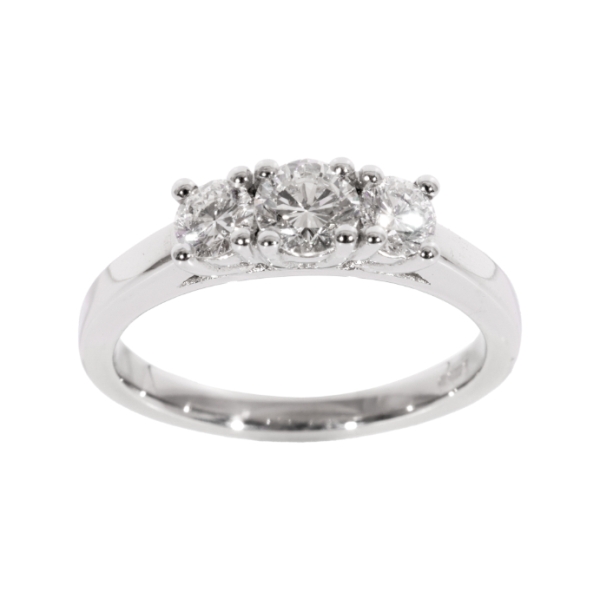Pre Owned Platinum 3 Stone Daimond Ring - 0.49ct
