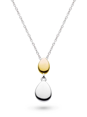 Kit Heath Coast Pebble Golden Double Droplet Necklace