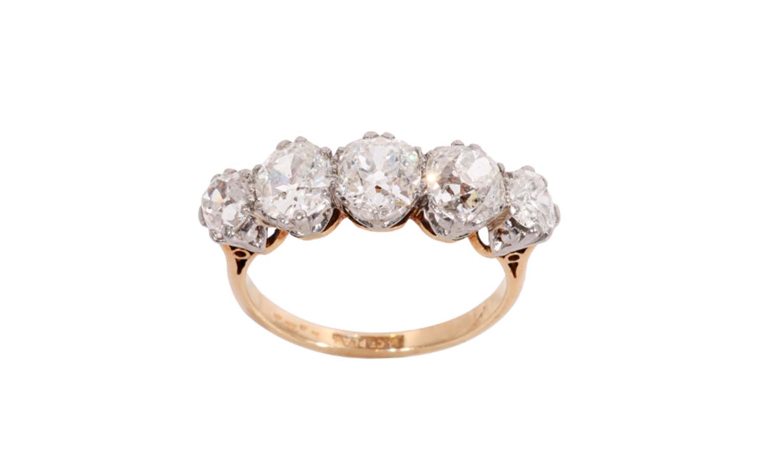 Pre Owned 18ct Gold 5 Stone Daimond Ring 3.00ct
