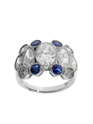Pre Owned Platinum Sapphire & Diamond Ring