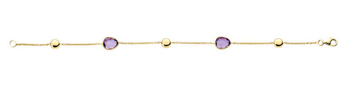 4.9ct Yellow Gold Amethyst Bead Station Bracelet