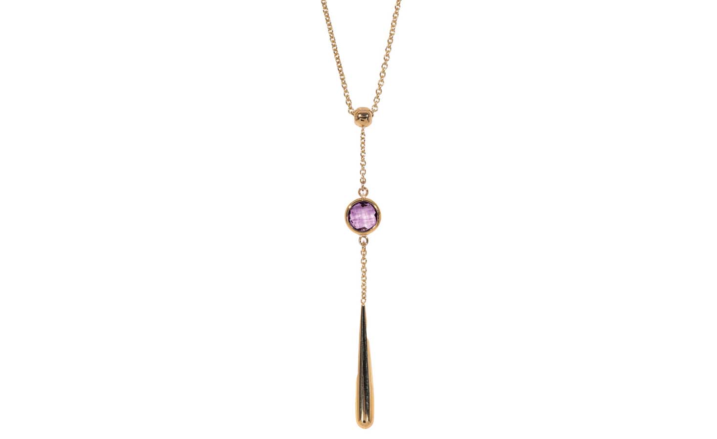 6.9ct Yellow Gold Amethyst Drop Pendant