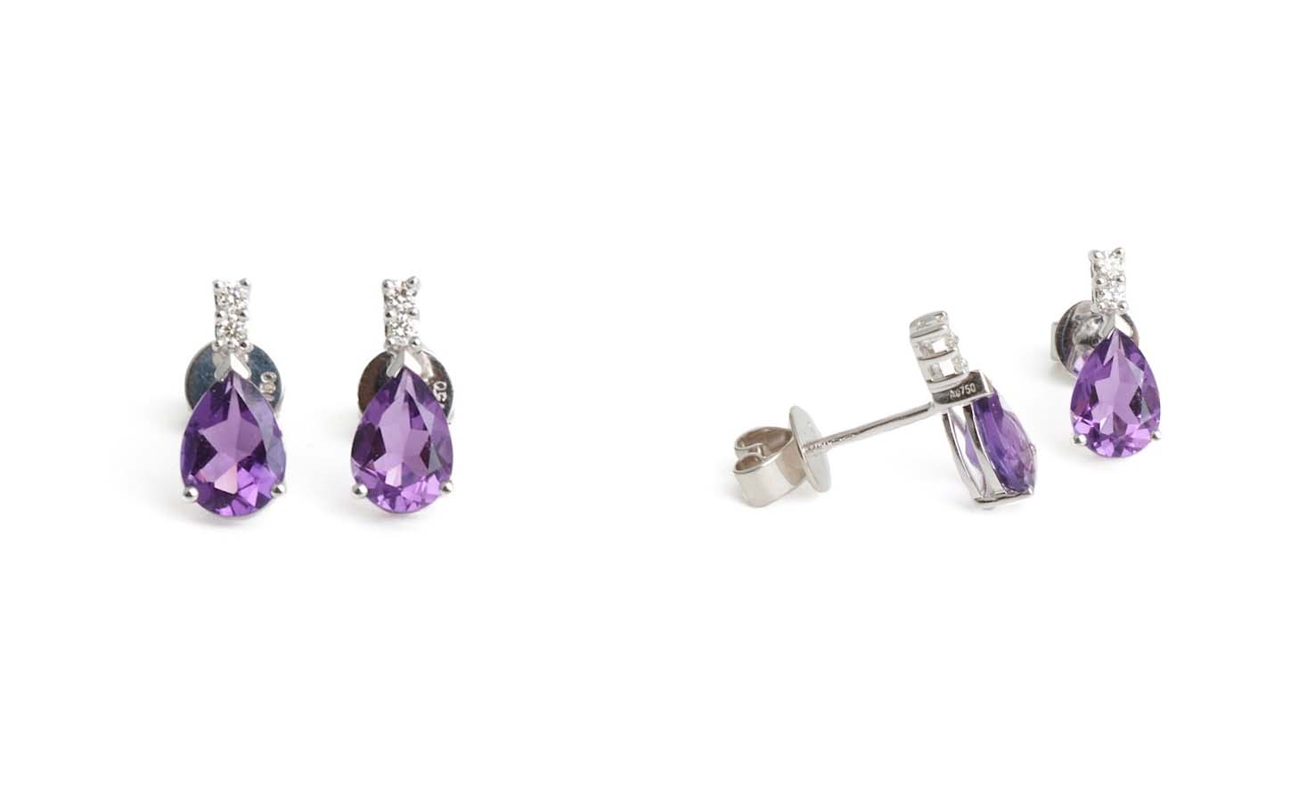 7.18ct White gold Amethyst & Diamond Earrings