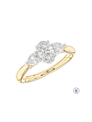 Florentine Oval 0.81ct F SI1 Diamond ring
