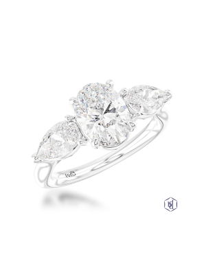 Lab Grown Florentine Oval 2.66ct E VS1 LG Diamond ring