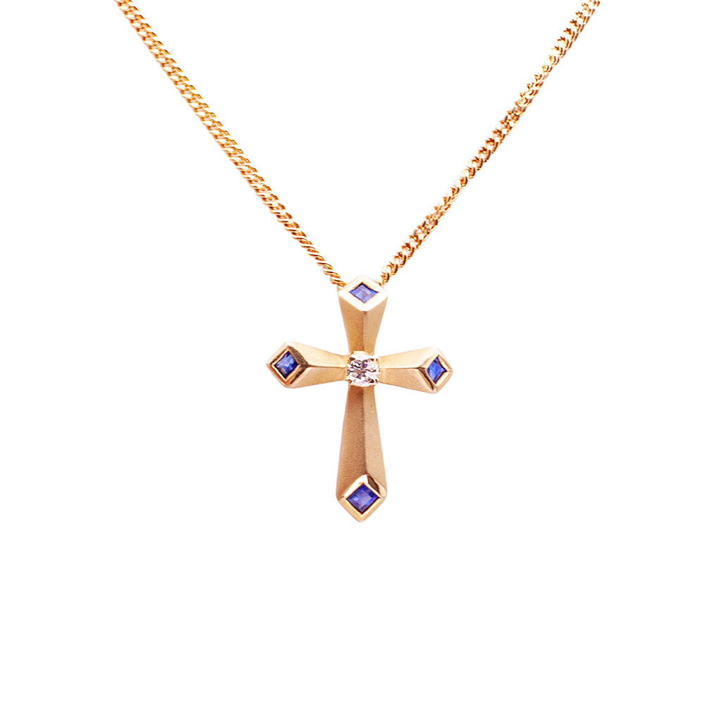 Pre Owned Sapphire & Diamond Cross