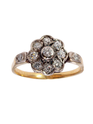 18ct & Platinum Old Cut Diamond Cluster Ring
